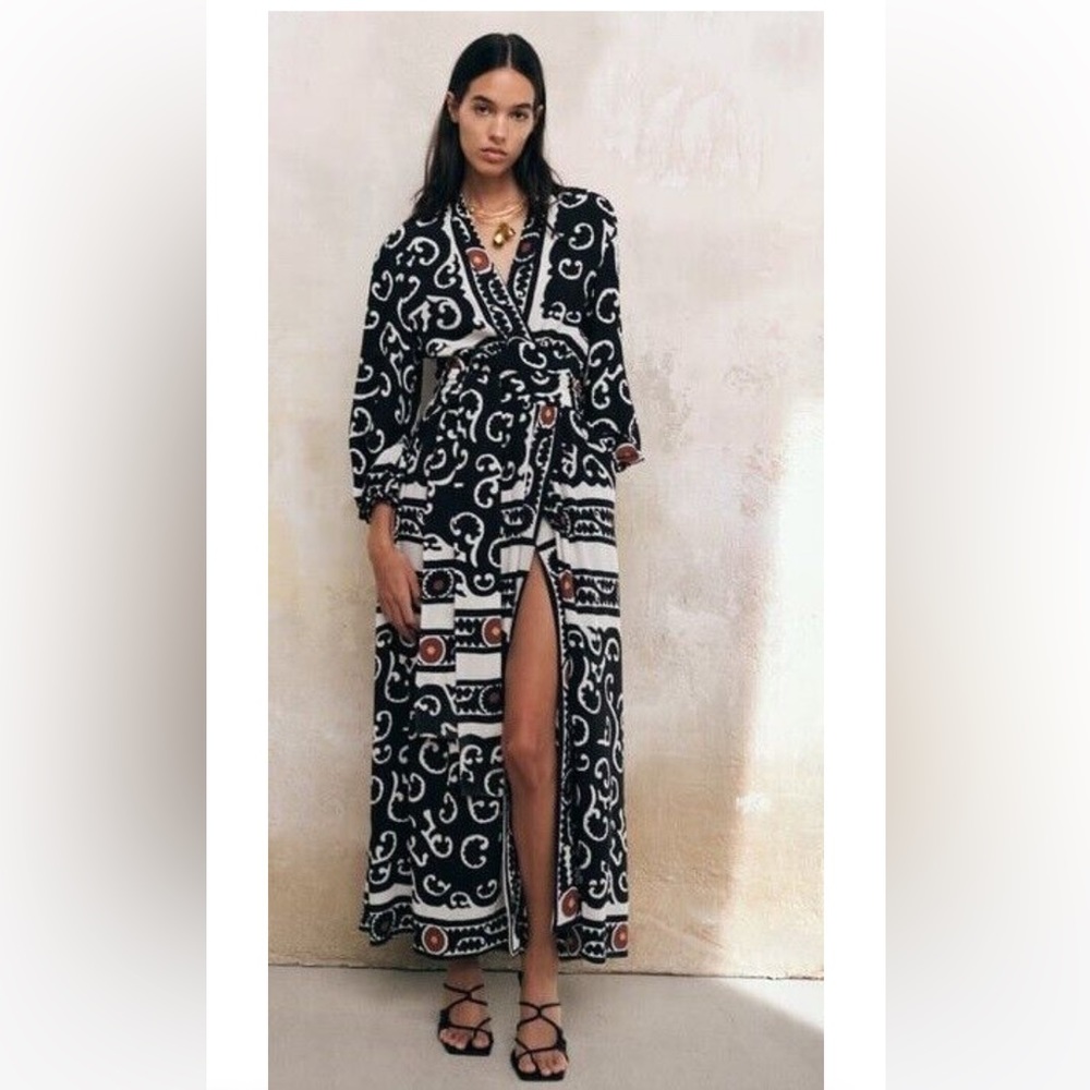 Printed Wrap Dress From Zara Size M